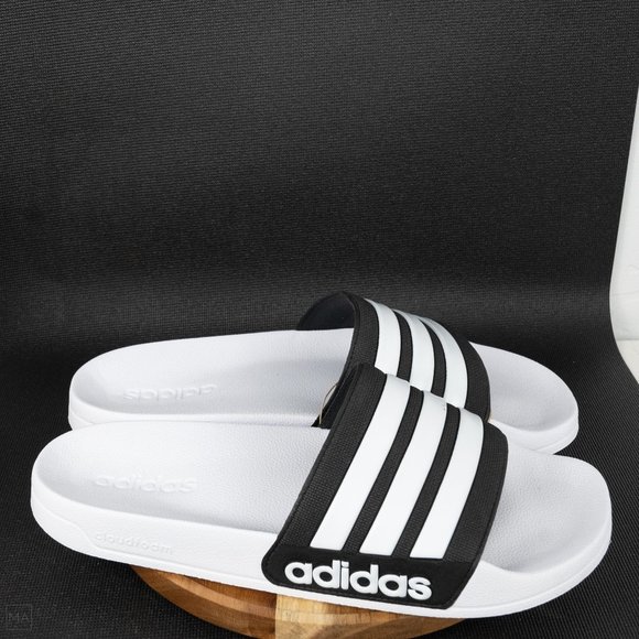 adidas Other - NWT Adidas Men's Cloudfoam Adilette Slides Size 10 White/Black